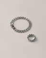 Set Pulsera Y Anillo Plateados,PLATEADO